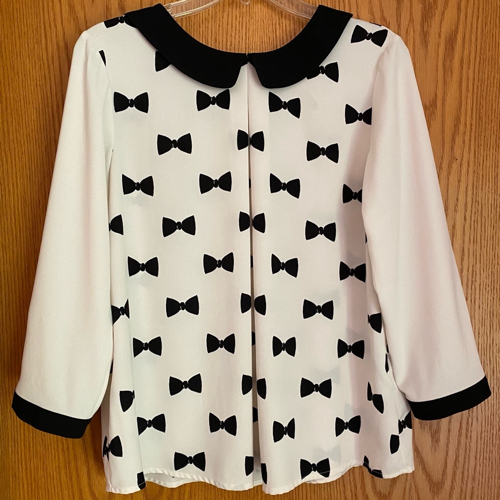 Lauren Conrad Blouse Black Bows Women Size Large